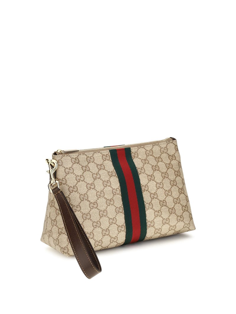 Gucci Gg Canvas Web Stripe Card Case — Beige Fabric Cases
