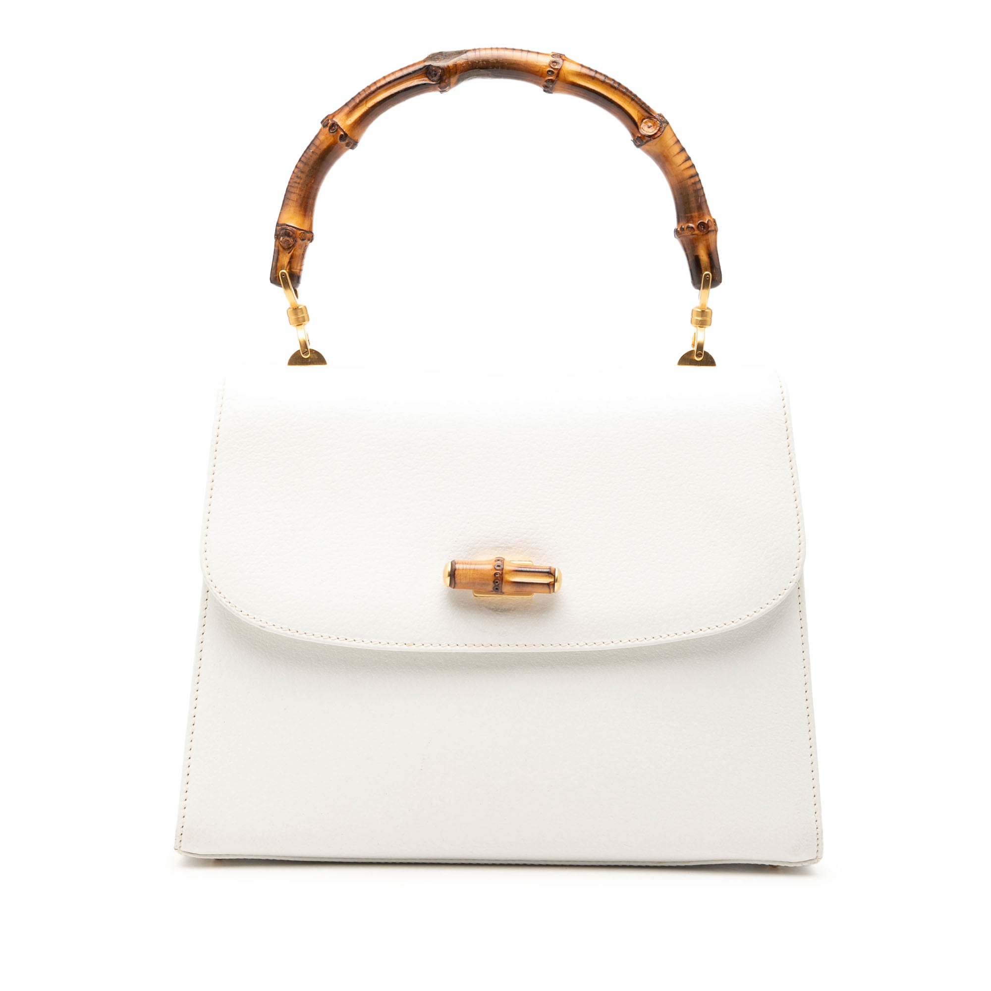 Calfskin Bamboo Top Handle Bag - Image 1