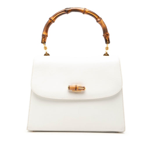 Calfskin Bamboo Top Handle Bag - Image 1