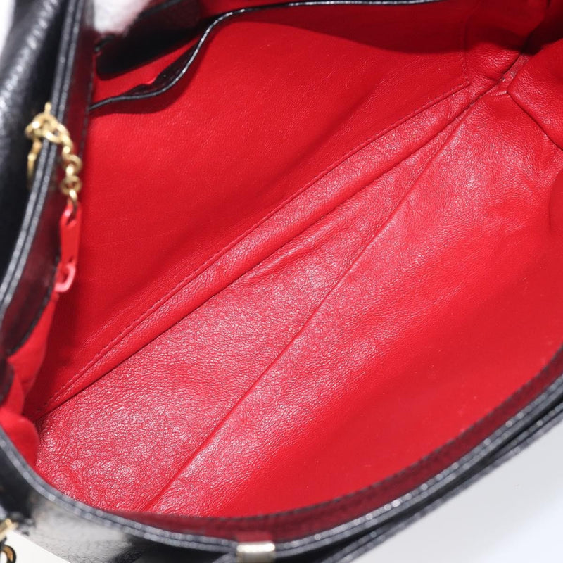 Celine Vintage Circle Logo Leather Black Bag