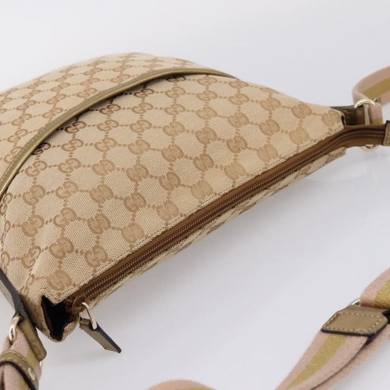 Gucci Zip Messenger Gg Canvas With Perforated Leather Beige