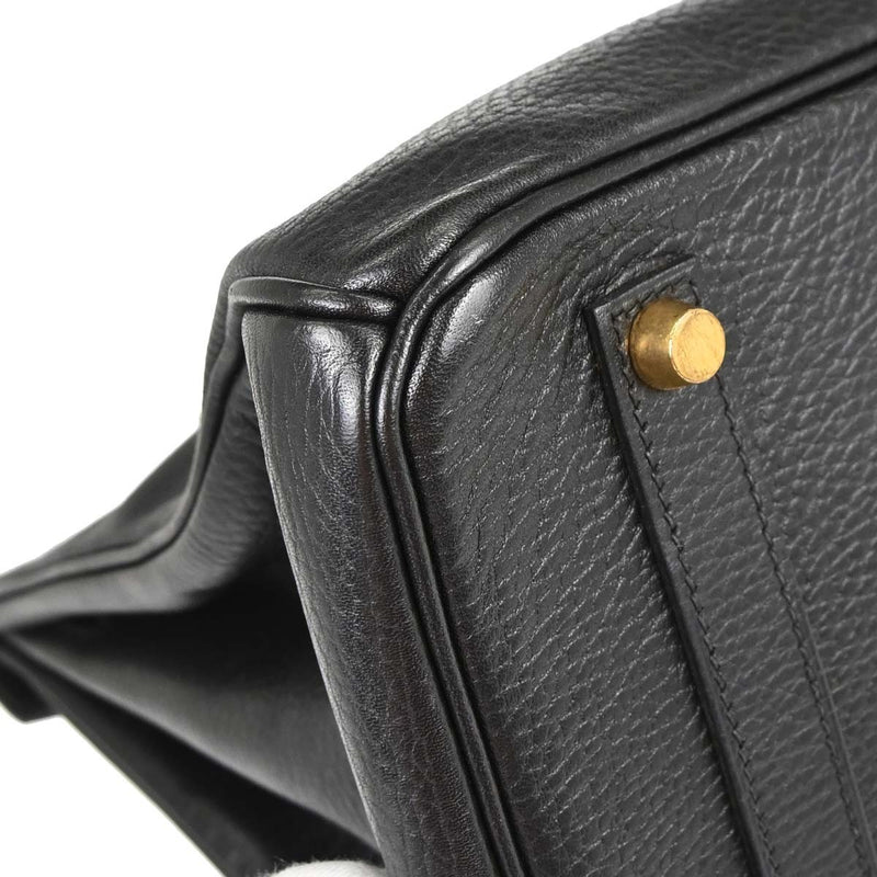 Hermes Birkin Black Clemence With Gold Hardware Leather Bag