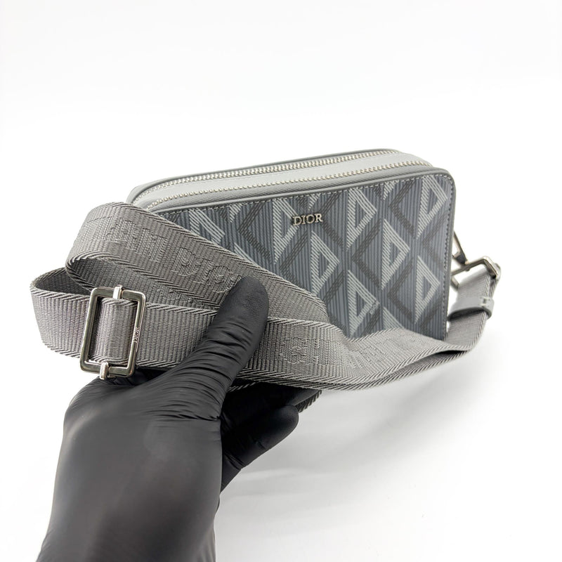 Christian Dior Double Zip Cd Diamond Coated Canvas Gray Bag