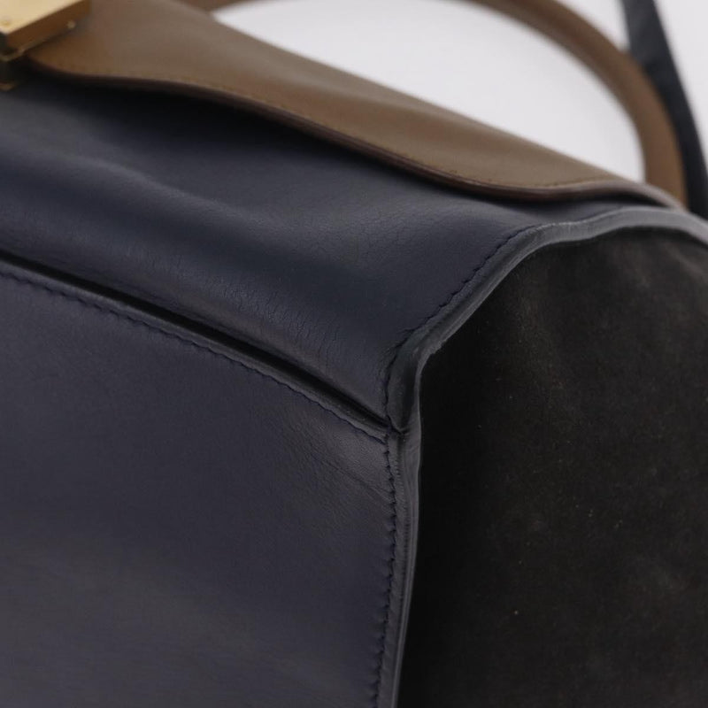 Celine Tricolor Trapeze Leather Navy Bag