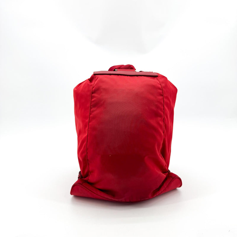 Prada Front Zip Drawstring Tessuto Red Nylon Bag