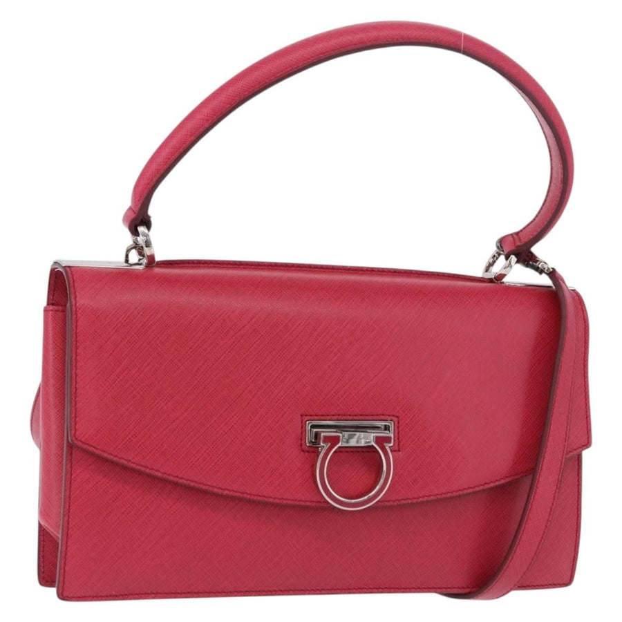 Salvatore Ferragamo Gancini Convertible Top Handle Saffiano Leather Pink Bag