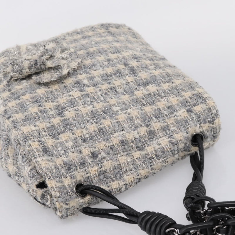 Chanel Camellia Messenger Tweed Gray Canvas