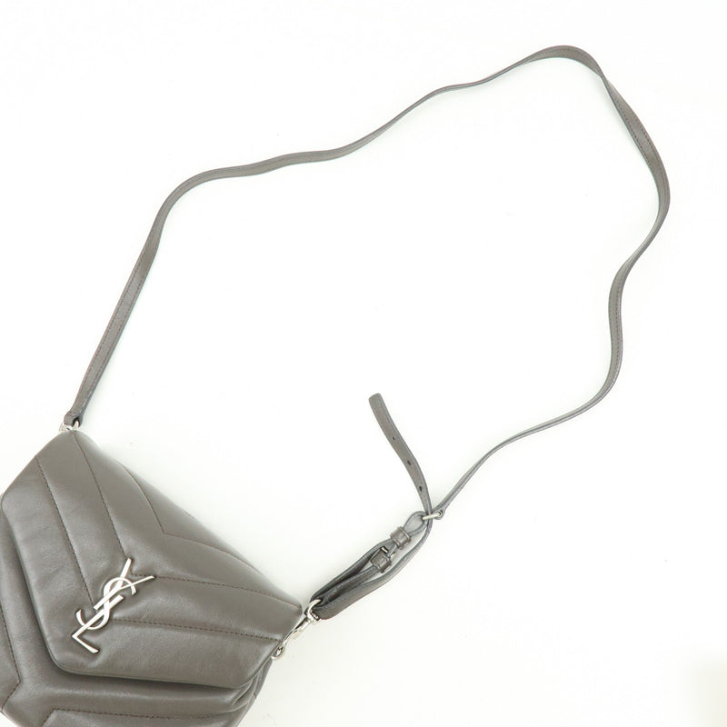 Saint Laurent Loulou Matelasse Chevron Leather Gray Bag