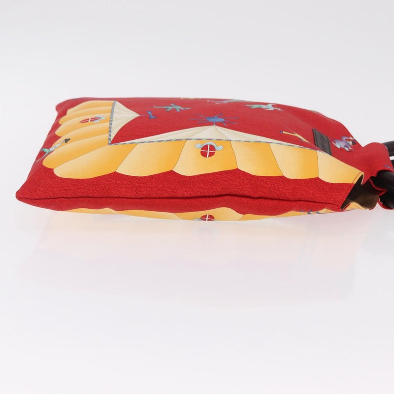 Bvlgari Handbag Canvas Red Silk Bag