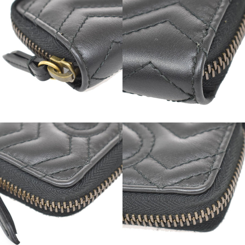 Gucci Gg Marmont Zip Around Matelasse Leather Black Accessory