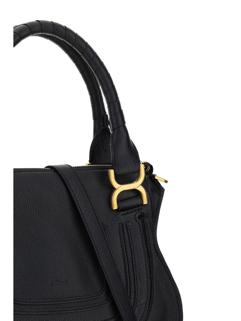 Chloé Marcie Shoulder Bag — Black Calf Leather Bos Taurus