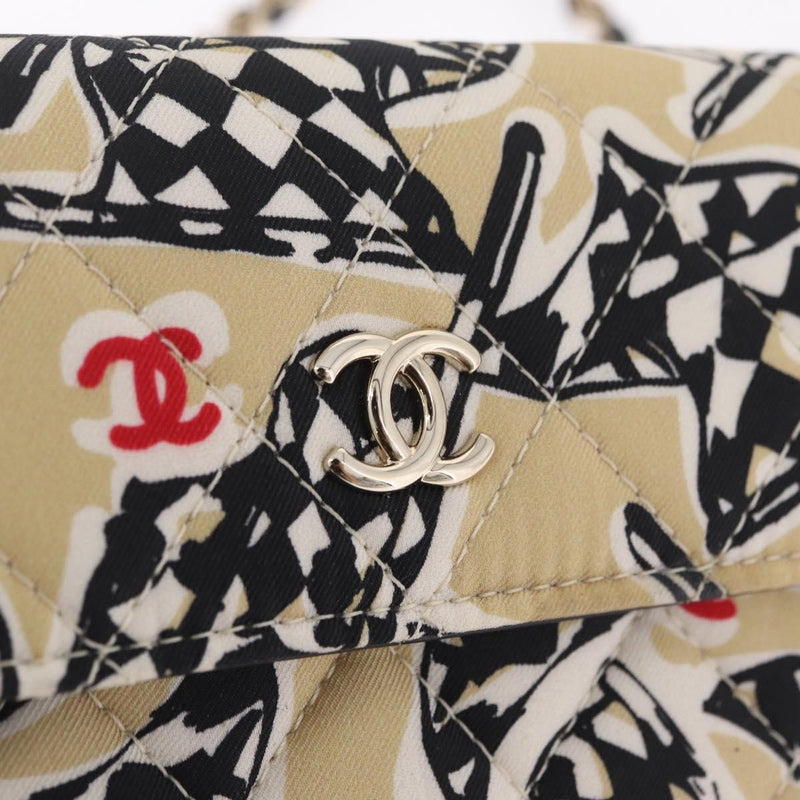 Chanel Flap Card Holder On Chain Quilted Printed Canvas Multicolour Bag
