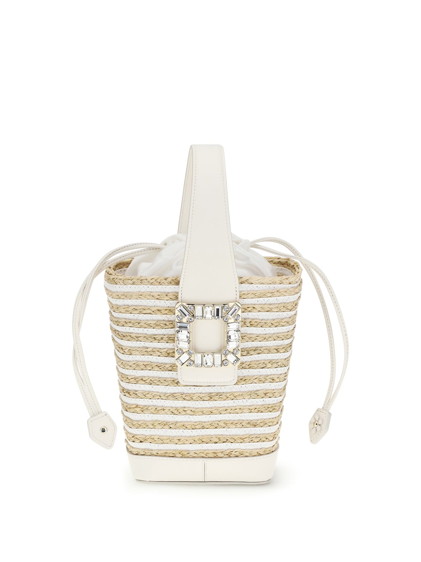 Roger Vivier Bucket Bag — Beige Raffia