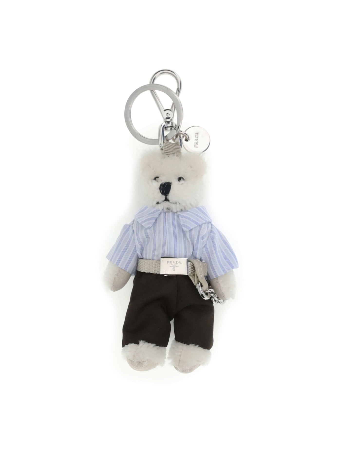 Prada Teddy Plush Cotton Key Case — White Keychains