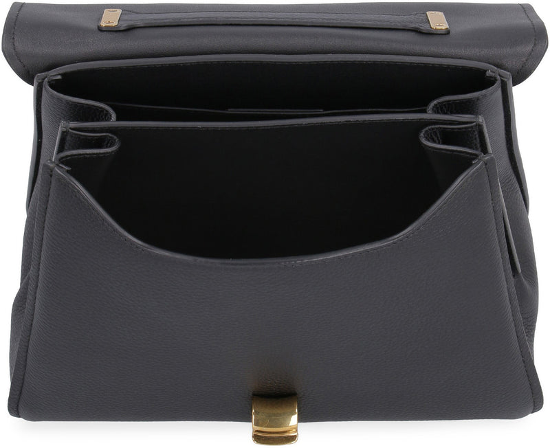 Ferragamo Gancini Top Handle Bag — Black Calfskin