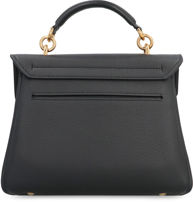 Ferragamo Gancini Top Handle Bag — Black Calfskin