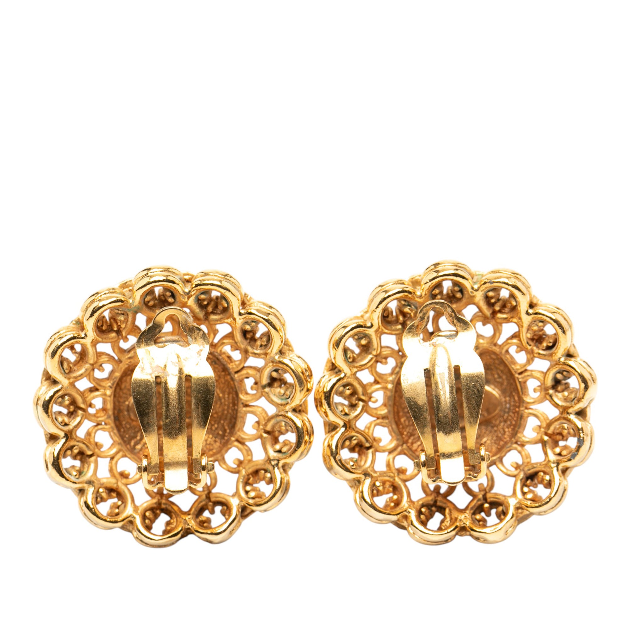 Gold Plated Chain Dome Clip On Earrings - Image 2