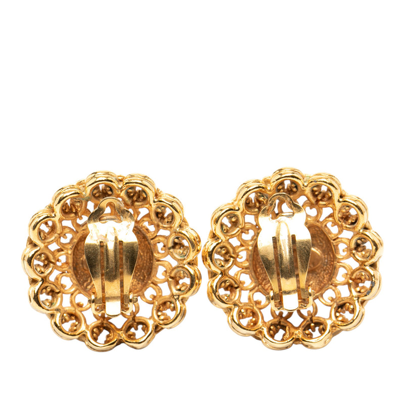 Gold Plated Chain Dome Clip On Earrings - Image 2