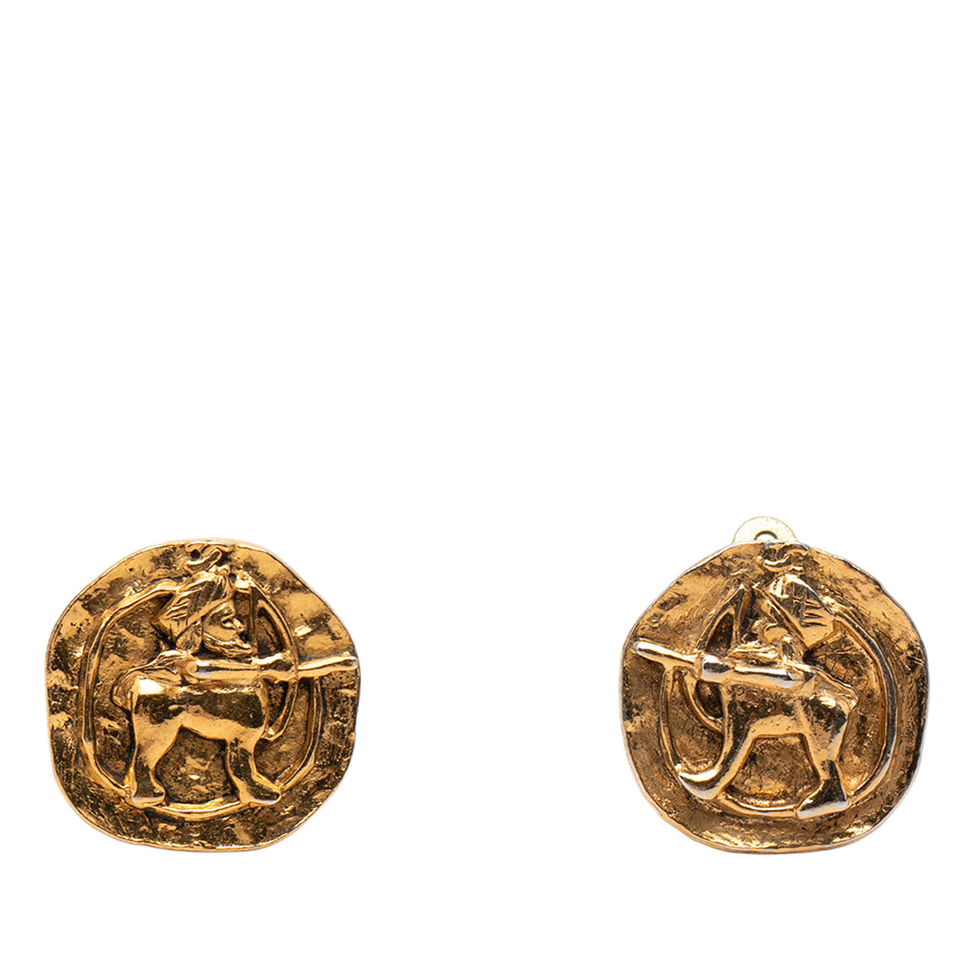 Gold Plated Archer Medallion Clip On Earrings - Image 1