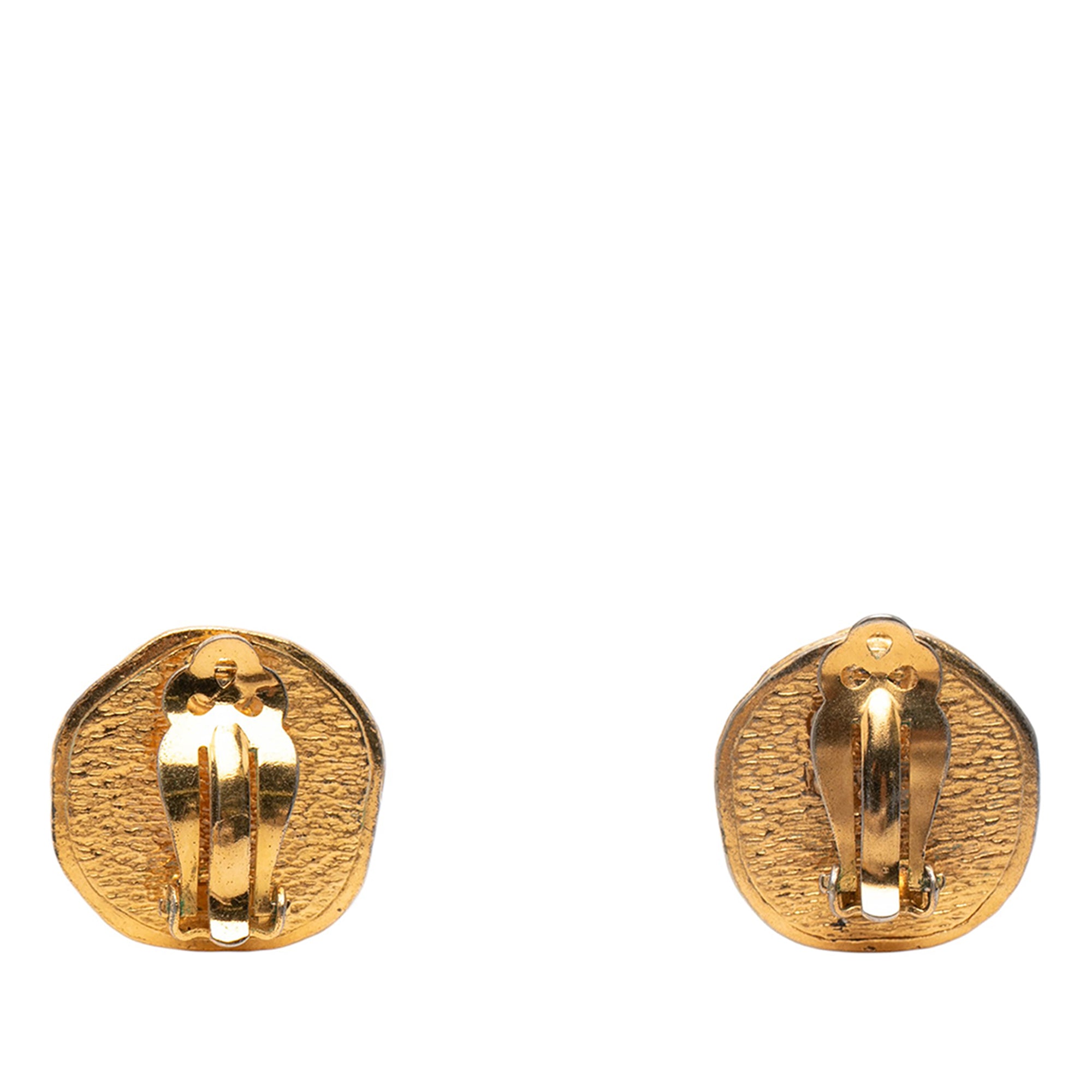 Gold Plated Archer Medallion Clip On Earrings - Image 2