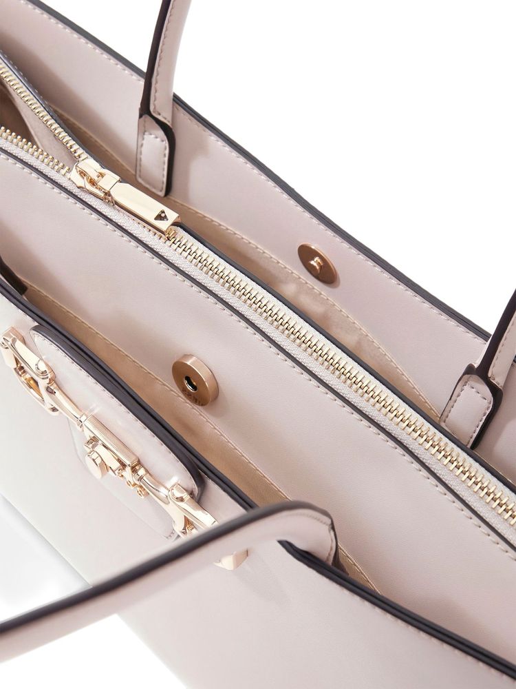 Guess Structured Polyurethane Tote Bag — Beige