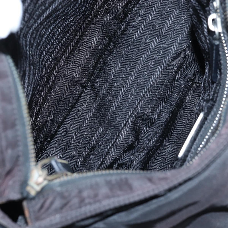 Prada Double Pocket Buckle Flap Tessuto And Leather Black Nylon Bag