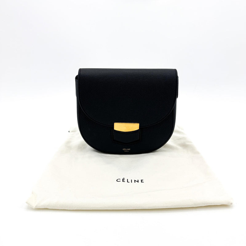 Celine Trotteur Calfskin Black Leather Bag