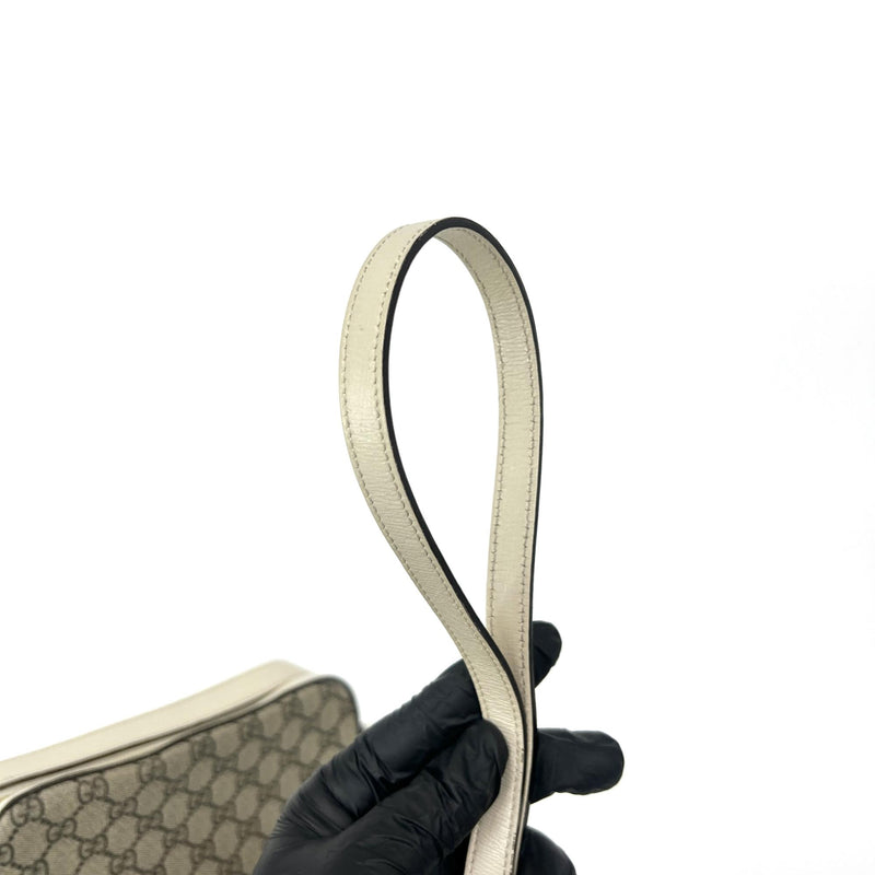 Gucci Horsebit 1955 Flap Pocket Camera Gg Coated Canvas And Leather Beige Bag