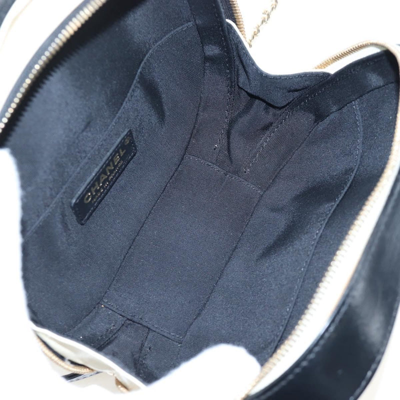 Chanel Vanity Case Quilted Crumpled Calfskin White Leather Bag