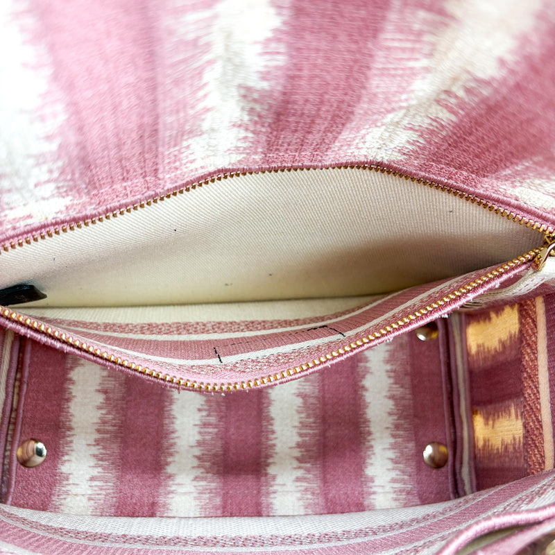 Christian Dior Lady D-Lite Embroidered Canvas Pink Bag