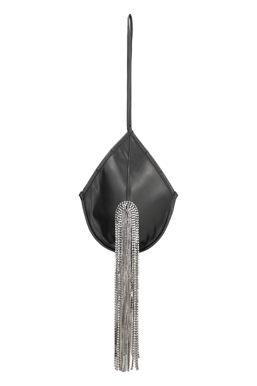 Frolov Chain-Fringe Vegan Leather Clutch — Black Polyurethane