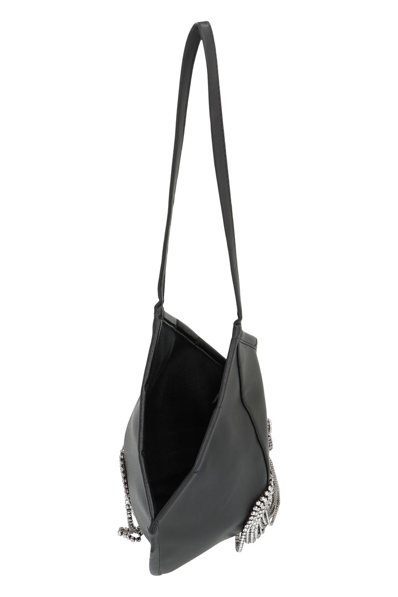Frolov Chain-Fringe Vegan Leather Clutch — Black Polyurethane
