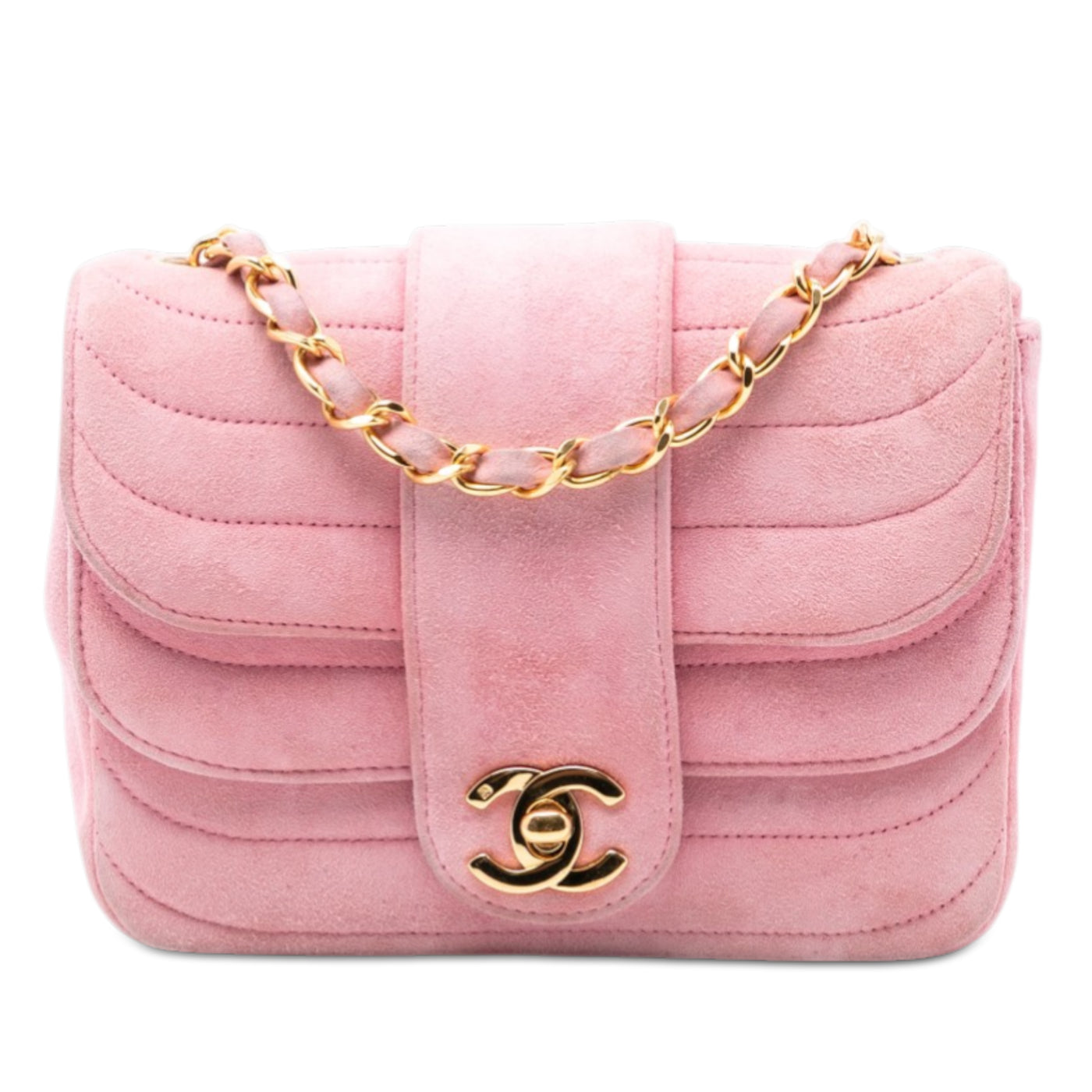 Mini Square CC Horizontal Quilted Suede Double Flap - Image 1