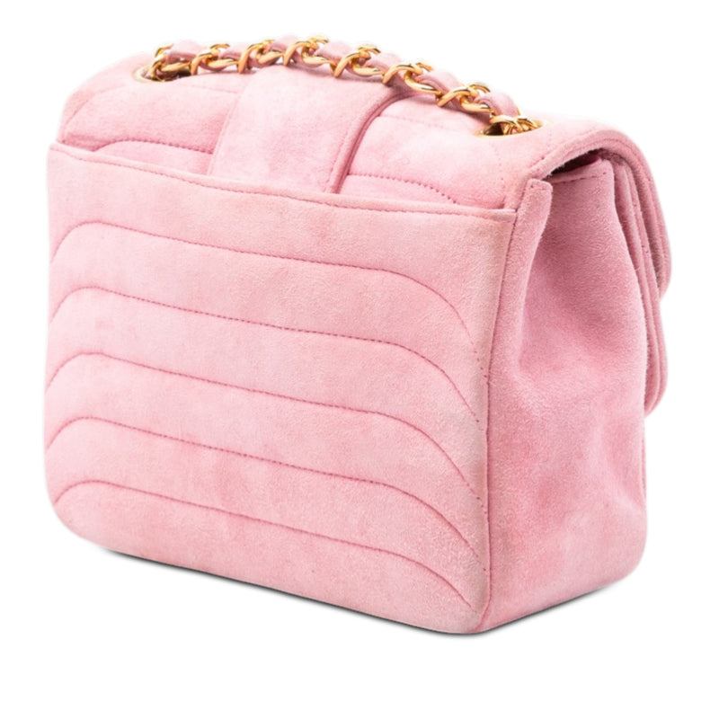 Mini Square CC Horizontal Quilted Suede Double Flap - Image 2