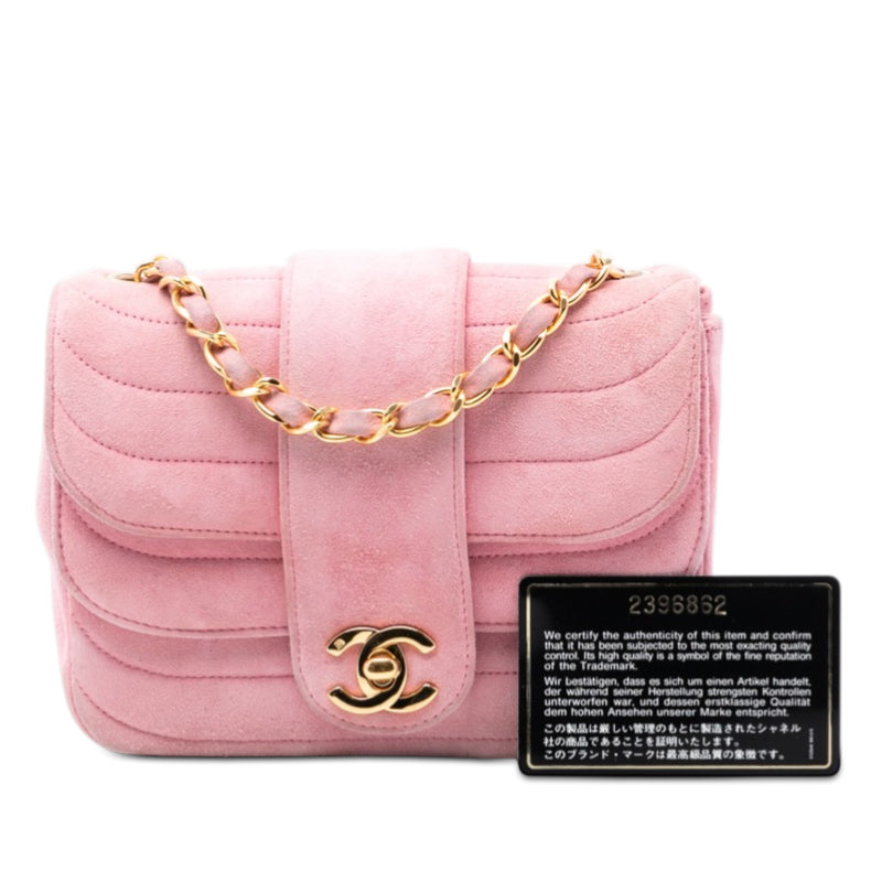 Mini Square CC Horizontal Quilted Suede Double Flap - Image 8