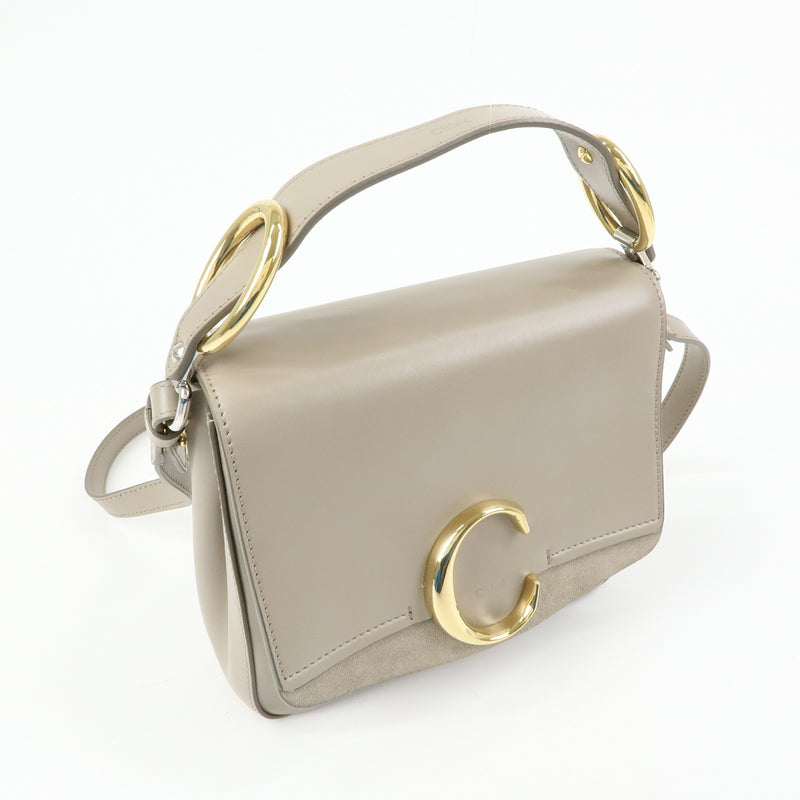 Chloe C Shoulder Bag Leather Gray