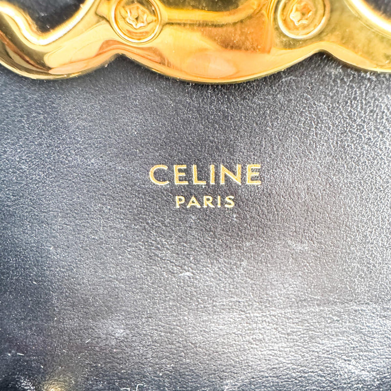 Celine Triomphe Coated Canvas Black Leather Bag