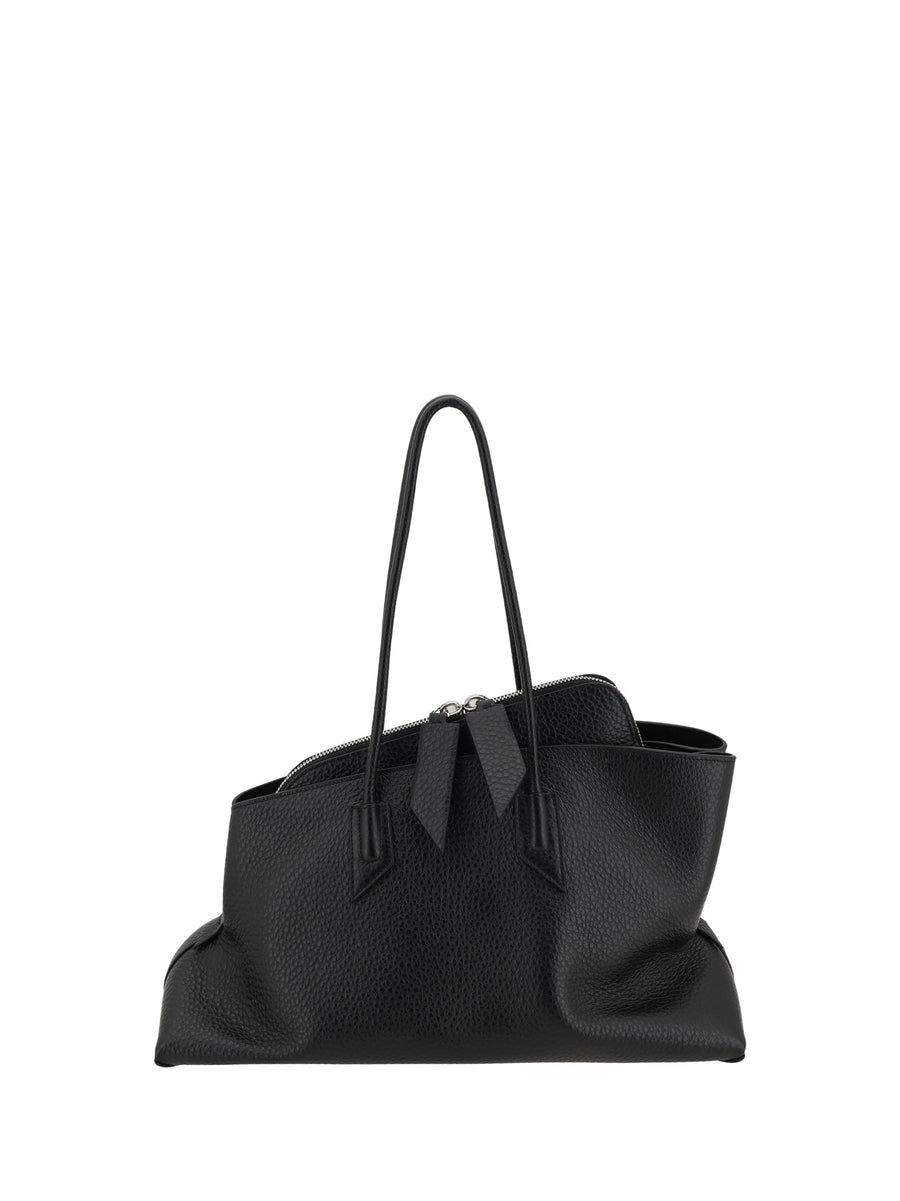 The Attico La Passeggiata Shoulder Bag — Black Calf Leather