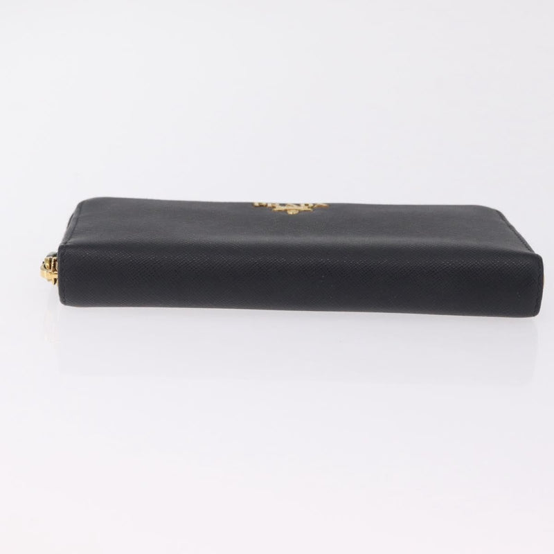 Prada Zip Around Tab Saffiano Leather Black Accessory