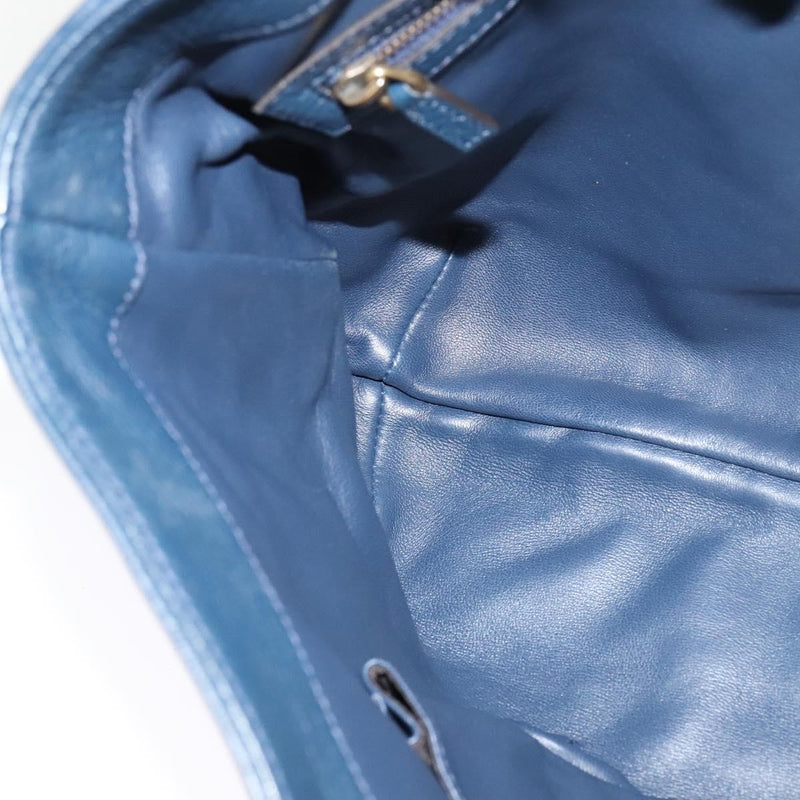 Gucci Hip Bamboo Flap Leather Blue Bag