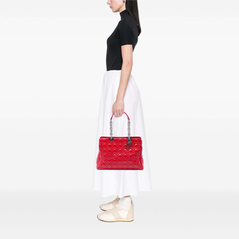 Large Patent Cannage Lady Dior Soft Shopping Tote - Image 6