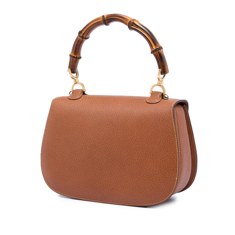 Small Calfskin Bamboo Top Handle Bag - Image 2