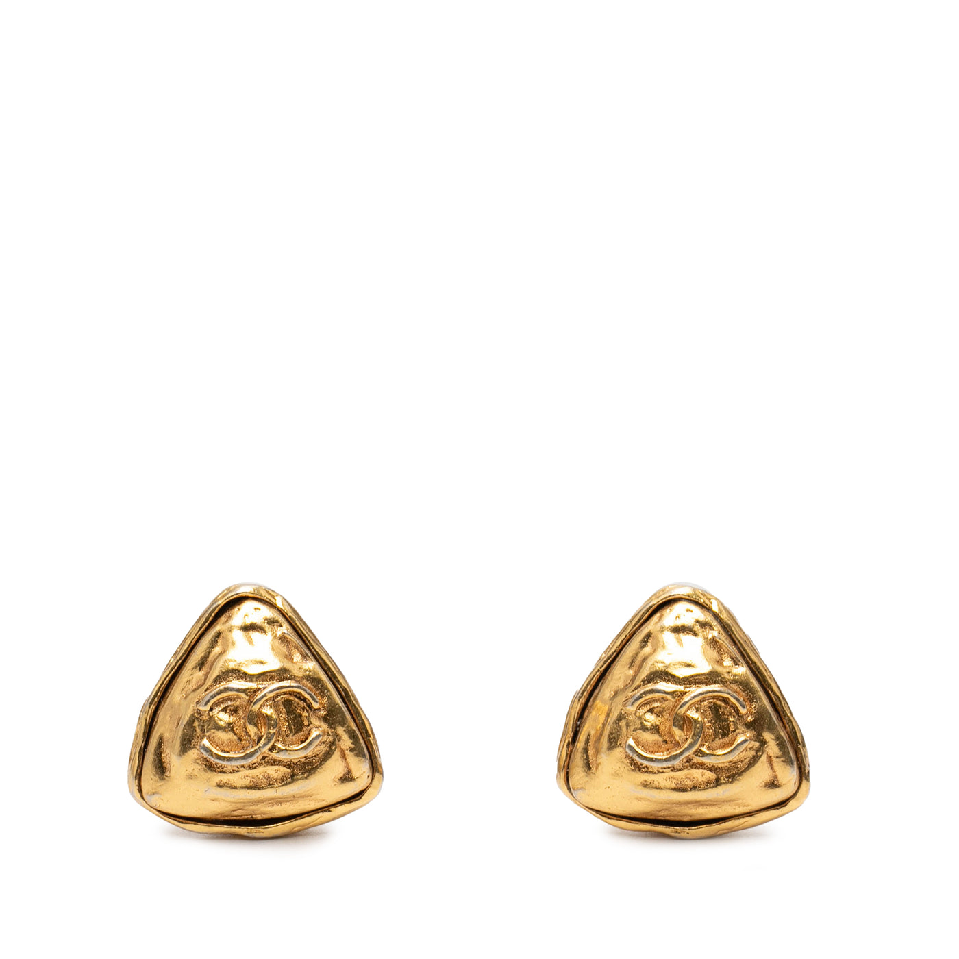 CC Gold Plated Triangle Clip On Earrings - Image 1