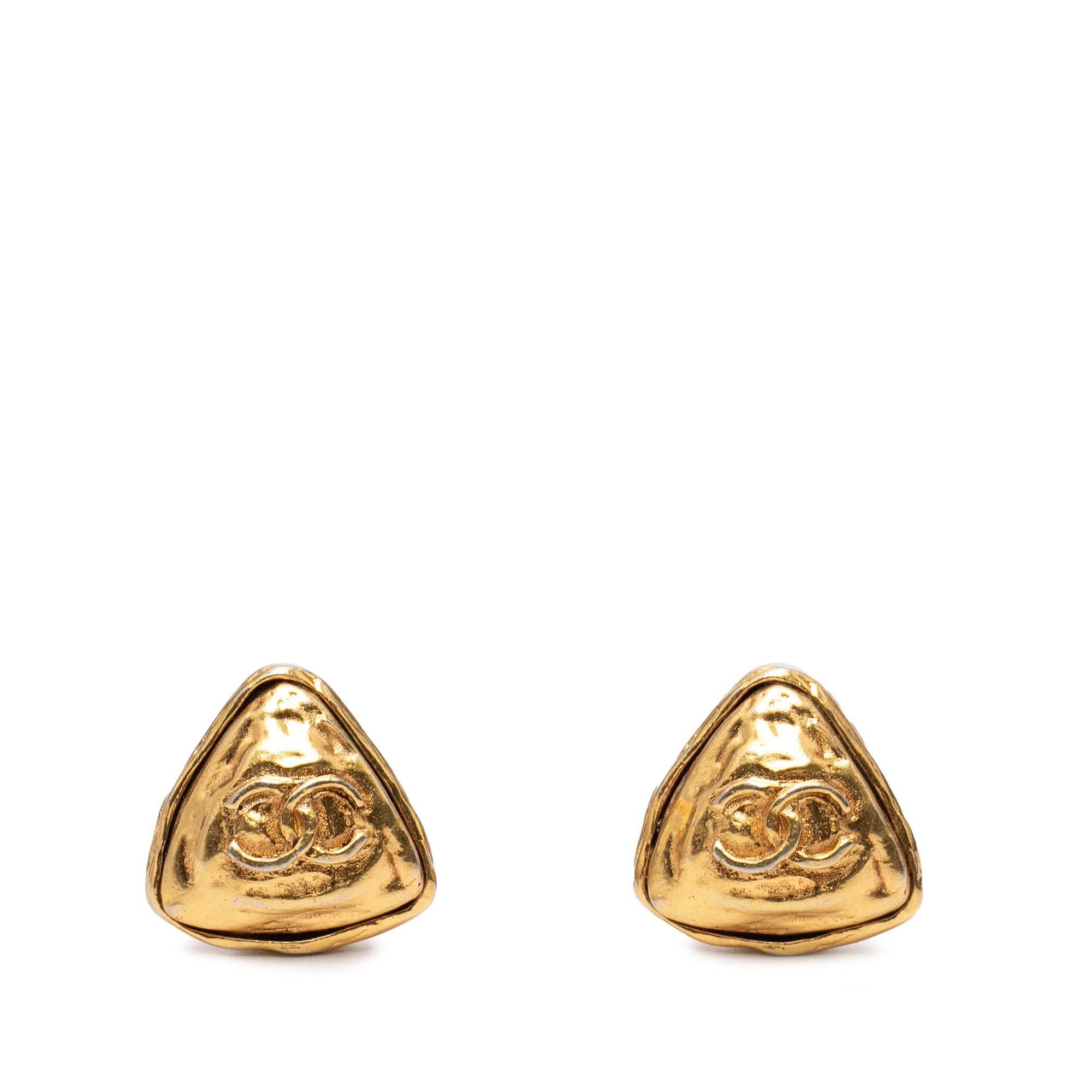 CC Gold Plated Triangle Clip On Earrings - Image 1