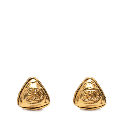 CC Gold Plated Triangle Clip On Earrings - Image 1