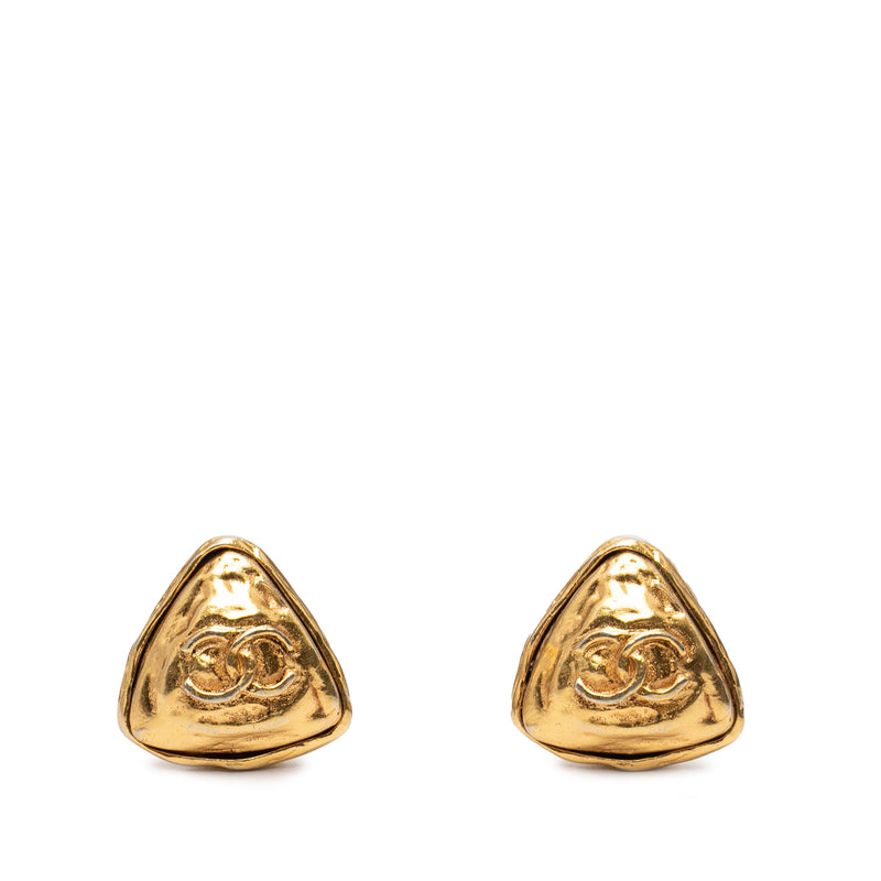 CC Gold Plated Triangle Clip On Earrings