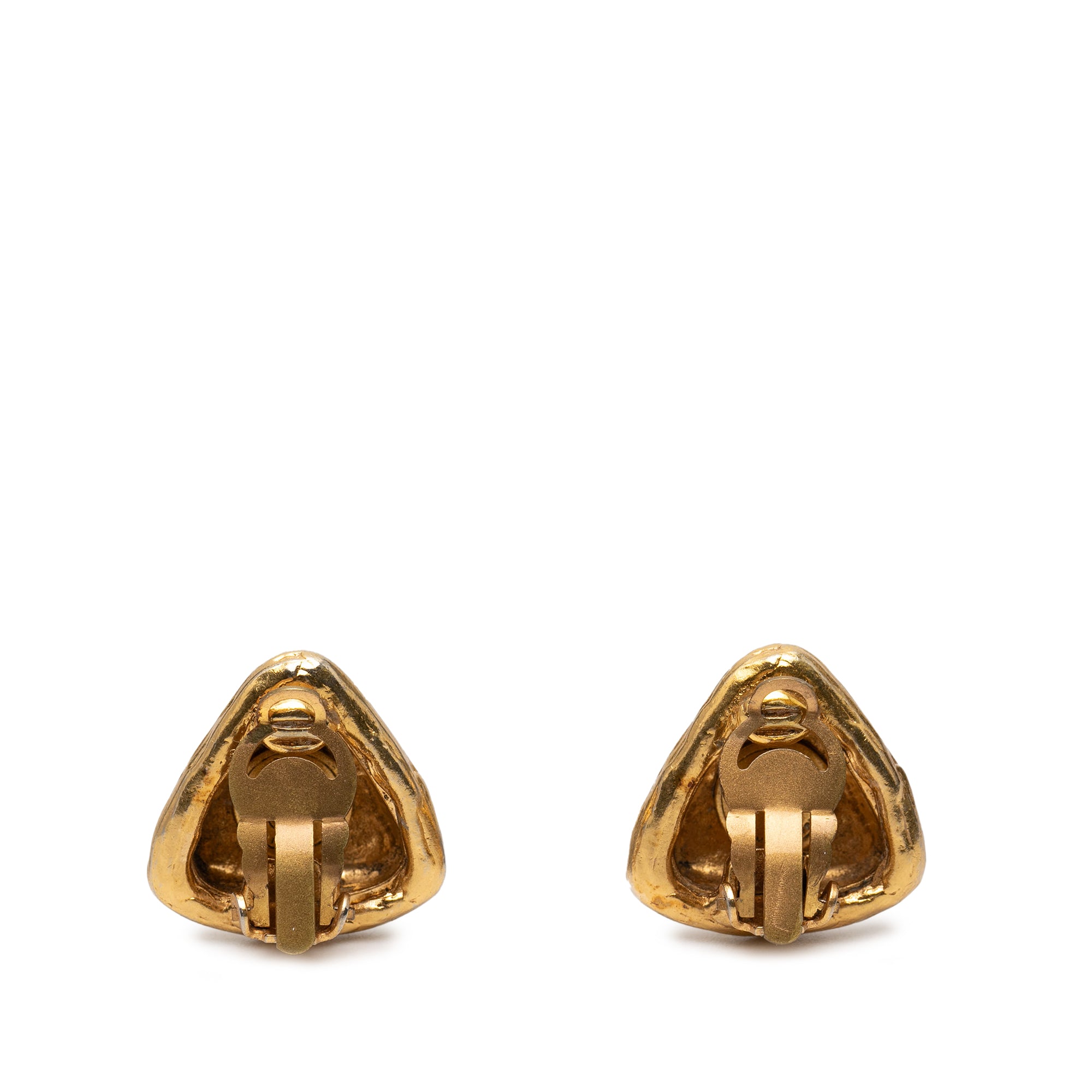 CC Gold Plated Triangle Clip On Earrings - Image 2