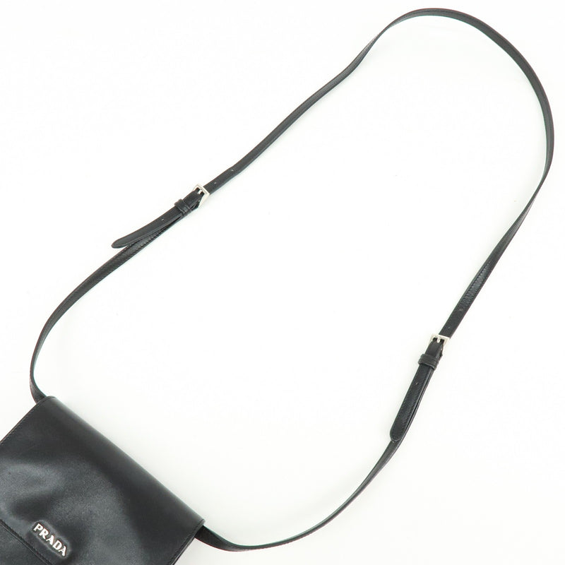 Prada Wallet On Strap City Calfskin Black Leather Bag