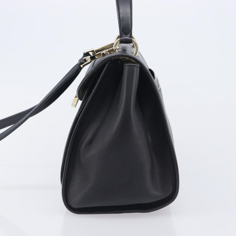 Salvatore Ferragamo Sofia Rainbow Saddle Leather Black Bag
