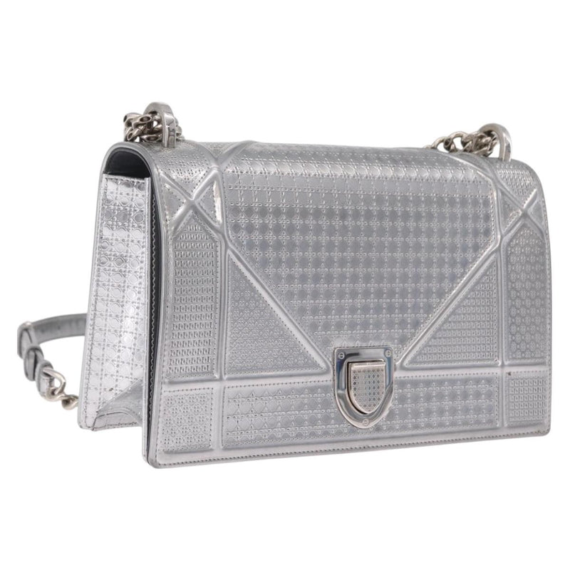 Christian Dior Diorama Flap Patent Silver Patent_leather Bag